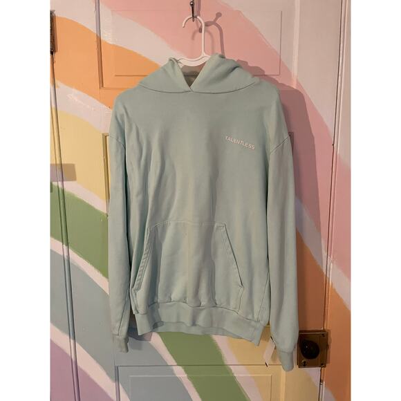 Talentless Mint Green Hoodie Small Unisex Pullover Minimalist Streetwear - Picture 2 of 9